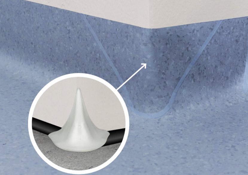 External angle - Clean Corner - Gerflor PVC cu ridicare pe perete Montaj covor PVC cu ridicare pe perete în scafă