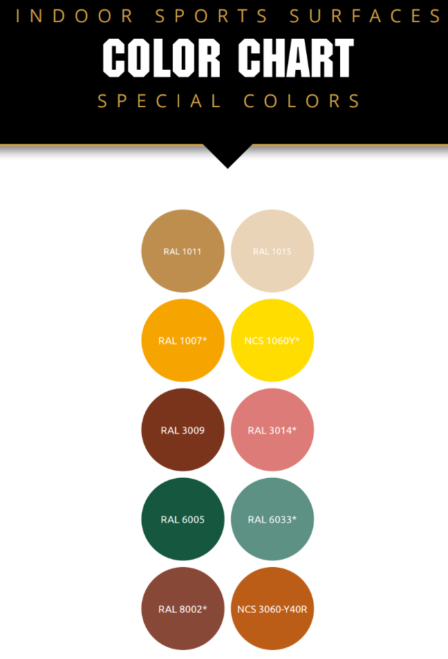 Special Color Chart Herculan sali de sport in-door